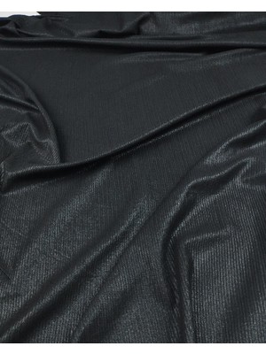 Kumaş Parça Siyah Üzeri Parlak Sıvamalı Jarse Kumaş (En 150 cm x Boy 270 Cm)