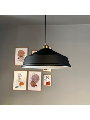 Bamyum Carmelo Siyah Renk Asaletli Tekli Avize Yarım Lale Başlık Sarkıt Lamba Salon Aydınlatma