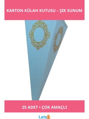 Letsii Beyaz Karton Külah Şeker ve Lokum Kutusu 25’li Paket
