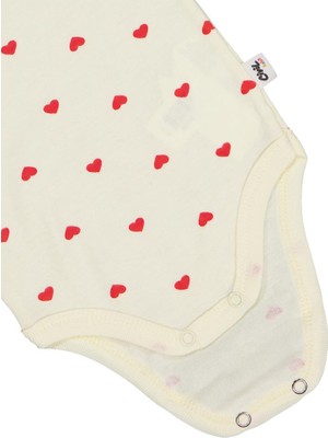 Civil Baby Kalp Baskılı Renkli Çıtçıtlı Badi 1-36 Ay Kullanıma Uygun Yumuşak Kumaş