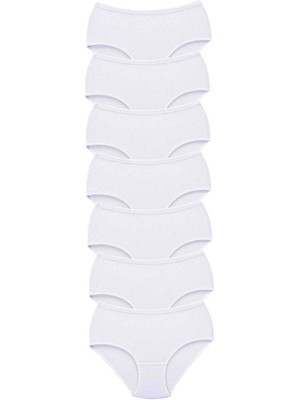 Venüs Shopping 7 Adet Tutku Kadın Yüksek Bel Bato Kalın Lastik Külot Beyaz