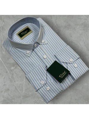 Dolse Slimfit Premium Gofre Kumaş Çizgili Erkek Gömlek