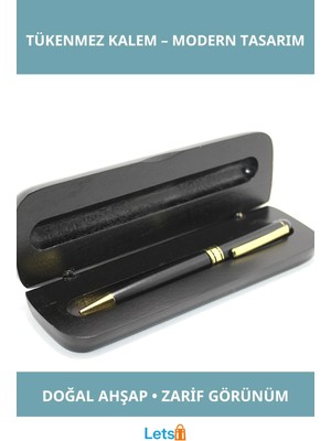 Letsii Şık Ahşap Kutulu Tükenmez Kalem Doğal ve Ekolojik
