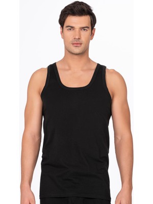 Kompedan Erkek Pamuklu Penye Süprem Atlet | Siyah K0050