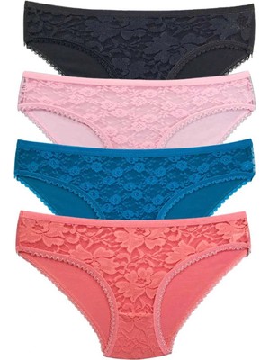 Venüs Shopping 4 Adet Önü Dantelli Transparan Kadın Slip Külot S218