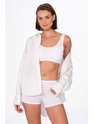 Kadın Likralı Süprem Boxer Beyaz | Kompedan K0412