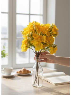 Nettenevime Yapay Çiçek Sarı Yasemin Çiçeği Demeti 4 Dallı Buket 40*20CM