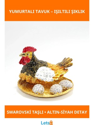 Letsii Swarovski Taşlı Şık Yumurtalı Dekoratif Tavuk Figürü