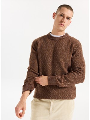 Jeep Bisiklet Yaka Relaxed Düz Örgü Desenli Kahve Erkek Kazak J5WM-KZK7867