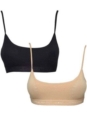 Venüs Shopping Pedli Ip Askılı Siyah ve Ten Rengi Büstiyer 2 Adet