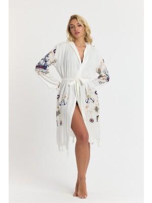 Mulberry Kiana Bambu Kadın Bornoz Plaj Elbisesi Desenli