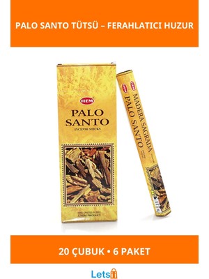 Letsii Doğal Hem Palo Santo Aromalı Tütsü Çubukları 6 Paket 120 Adet