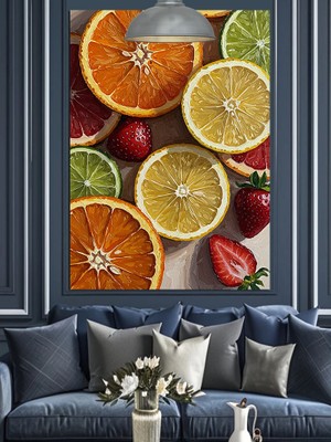 Karizma Tablo Kesilmiş Portakal Narenciye Dilimleri Dekoratif Kanvas - Mdf Ahşap Tablo