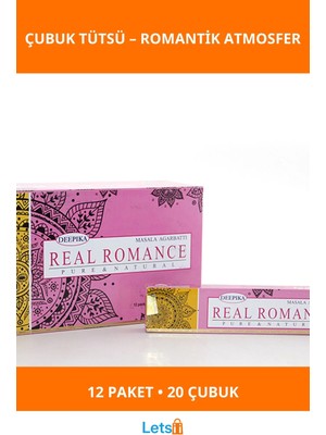 Letsii Deepika Real Romance Aromalı Çubuk Tütsü 12 Paket 240 Adet