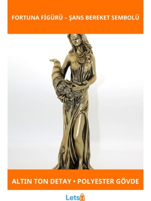 Letsii Polyester Bereket Tanrıçası Fortuna Figürü Altın Renkli Dekoratif Ürün