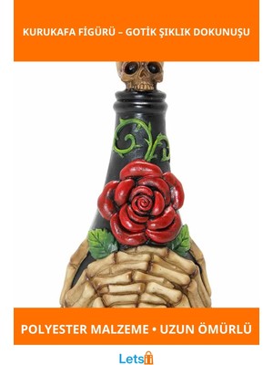 Letsii Şık Polyester Kurukafa Figürü ve Gül Desenli Dekoratif Ürün
