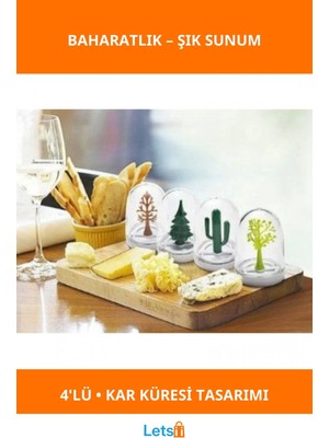 Letsii Dört Mevsim Baharatlık Seti 4 Adet Kar Küresi Tasarımlı Baharatlık