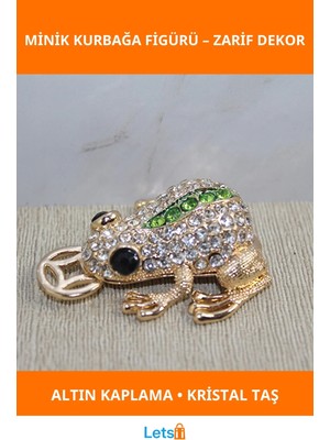 Letsii Swarovski Taşlı Altın Kaplama Minik Kurbağa Figürü