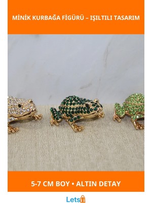 Letsii Swarovski Taşlı Minik Kurbağa Figürü Altın Kaplama 5 7 cm