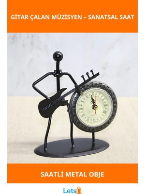 Letsii Metal Saatli Gitar Çalan Müzisyen Figürü