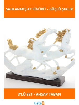 Letsii Polyester 3'lü Şahlanmış At Figürü Estetik Dekoratif Aksesuar