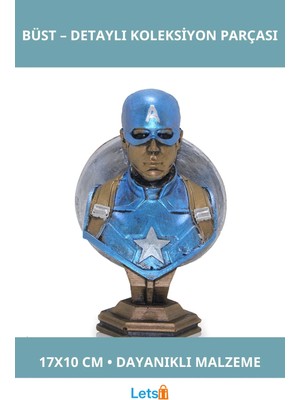 Letsii Captain America Detaylı Figür Büst 17X10 cm Marvel