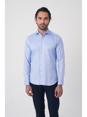 Bisse Erkek Uzun Kollu Regular Fit Mavi Klasik Gömlek GMARS252161_E35