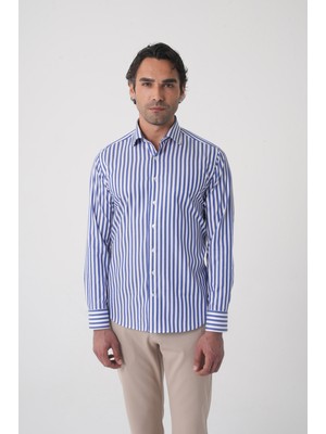 Bisse Regular Fit Uzun Kol Italyan Yaka Pamuk Lacivert Gömlek GMCZG250023_D39