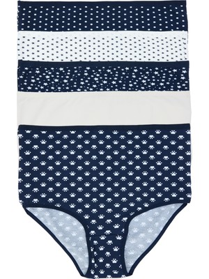 Nicoletta Kadın Pamuklu 5'li Paket Likrali Büyük Beden Külot Karışık Renkli Yumuşak Dokulu