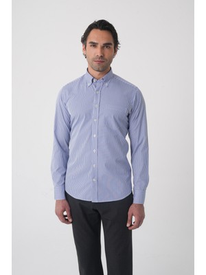 Bisse Regular Fit Uzun Kol Erkek Pamuk Lacivert Gömlek GMCZG250019_D39