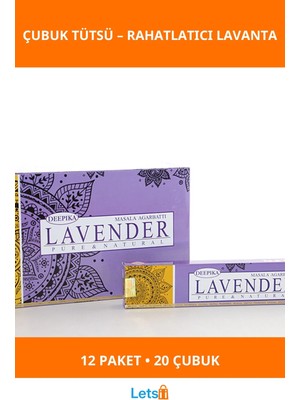 Letsii Lavender Aromalı Rahatlatıcı Çubuk Tütsü 12 Paket 240 Adet