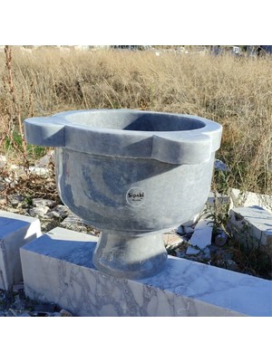 Gri Mermer Gider Delikli Yüksek Ayaklı Düz Kurna