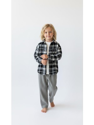 MiaBaby Siyah Ekoseli Gömlekli 3lü Takım