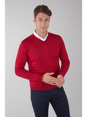 Bisse Erkek Basic V Yaka Triko Kırmızı TR23KNOS23212_D24