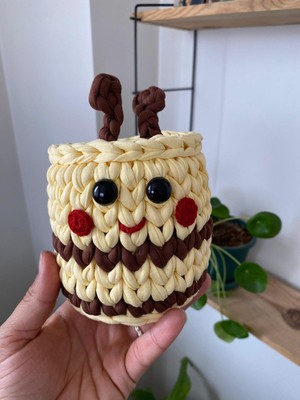 Akıllı Durak Mini El Örgüsü Kalemlik – Penye Ip Organizer (10–12 Cm)