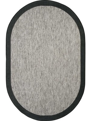 Cool Halı Pratico Gri Oval Mutfak Halısı Sisal Görünümlü Makinede Yıkanan Kaymaz Dot Taban Dijital Baskı Halı