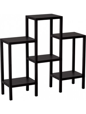 MiraLive 6 Raflı - Siyah Modüler Ünite Plastik 108X100X29 cm (K95)