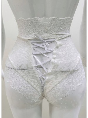 Venüs Shopping Ekru Dantelli Yüksek Bel Külot VENÜS-K1012