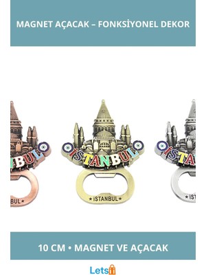 Letsii Istanbul Temalı Metal Magnet ve Açacak 10 cm