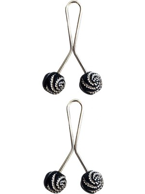 Venüs Shopping 2 Adet Tesettür Eşarp ve Şal Klipsi Siyah Desenli