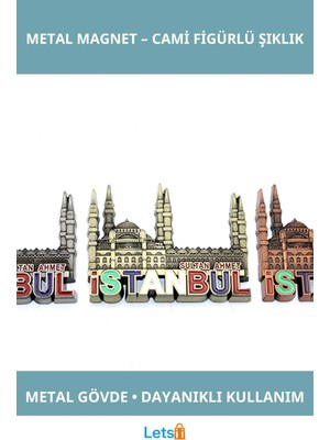 Letsii Istanbul Temalı Metal Magnet Zarif Cami Tasarımı