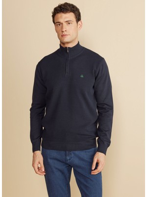 Brooks Brothers Bato Yaka Standart Lacivert Erkek Kazak BBFW25MKL002