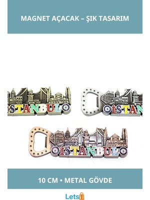 Letsii Istanbul Temalı Metal Magnet ve Açacak
