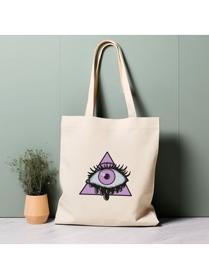 Ninastore Sevimli Ürkütücü Göz Tote Çanta, Cadılar Bayramı, %100 Pamuklu Tote Çanta, Çevre Dostu Estetik Alışveriş Çantası, Ömür Boyu Çanta