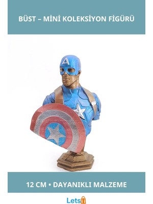 Letsii Captain America Büst Küçük Boy 12 cm Marvel Figürü