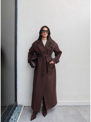 Esra Helvacı Açık Cep Apolet Detay Kuşaklı Kaban