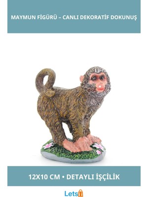 Letsii Polyester Tekli Maymun Figürü 12X10 cm Dekoratif Figür