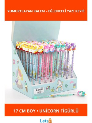 Letsii Unicorn Figürlü Renkli Eğlenceli Yumurtlayan Kalem 17 cm