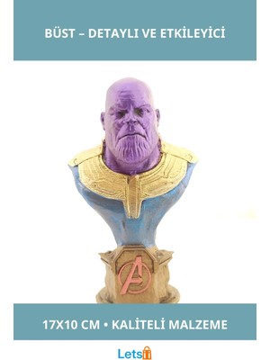 Letsii Marvel Thanos Büst 17X10 cm Detaylı ve Dayanıklı Figür