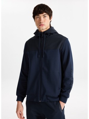 Discovery Expedition D5WM-SWT3812 Lacivert Kapüşon Yaka Relaxed Düz Erkek Sweatmont